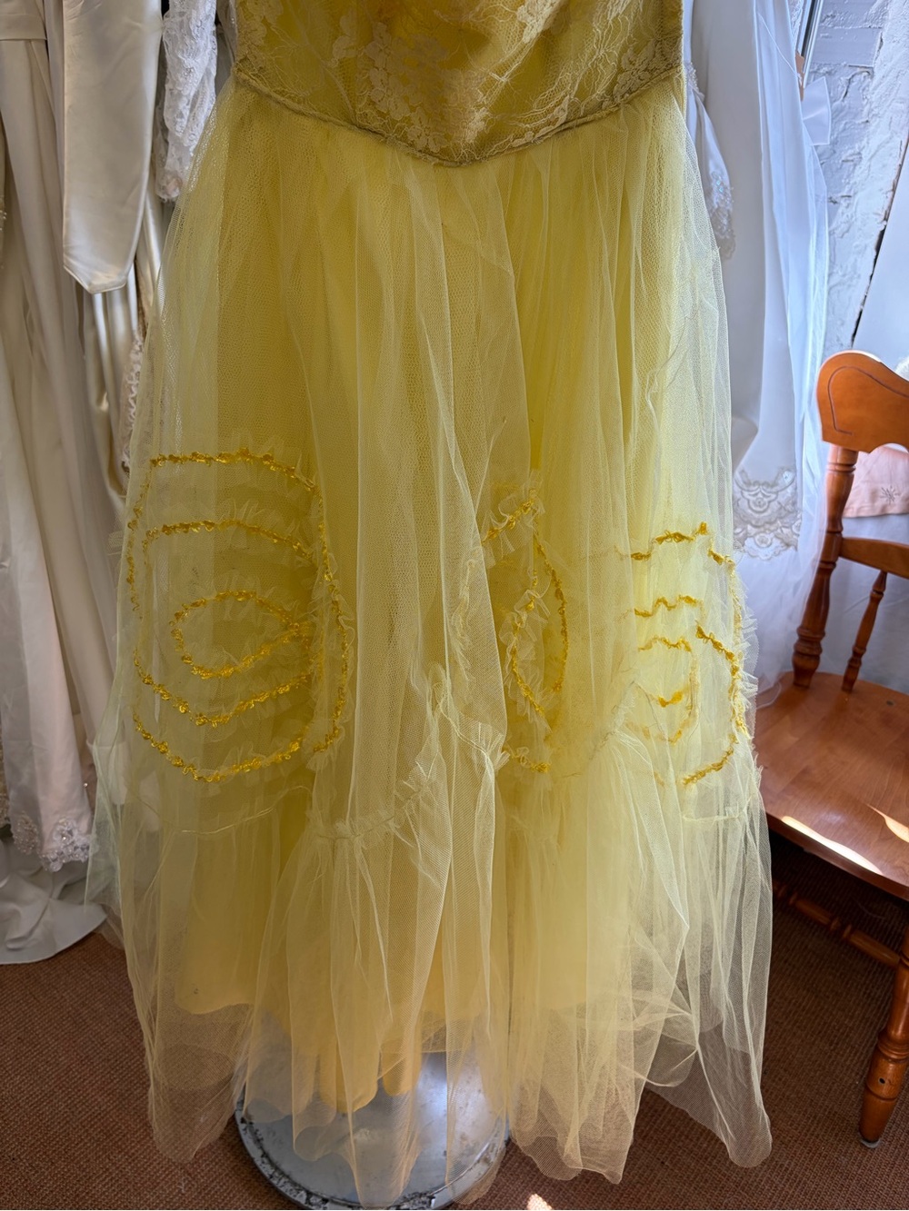 1950s Sunshine Yellow Cocktail Dress - Picture 3 of 7